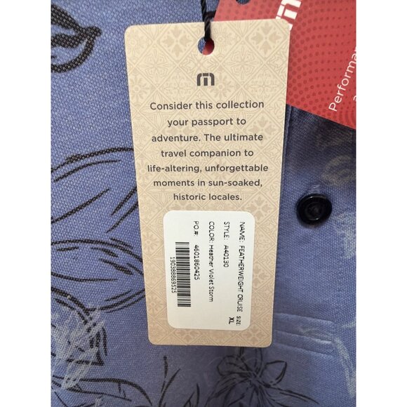 Travis Mathew Spring Featherweight Heater Blue Floral Polo Shirt XL Performance - Picture 4 of 4